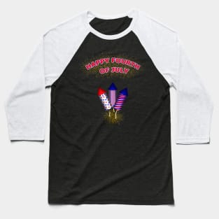 Happy Fourth Of July Fire Works Baseball T-Shirt